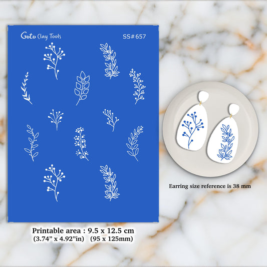 WildFlower Silkscreen for Polymer Clay Earring making, Clay Stencils, Clay Earring Silkscreen, Polymer Clay Supplies SS#657