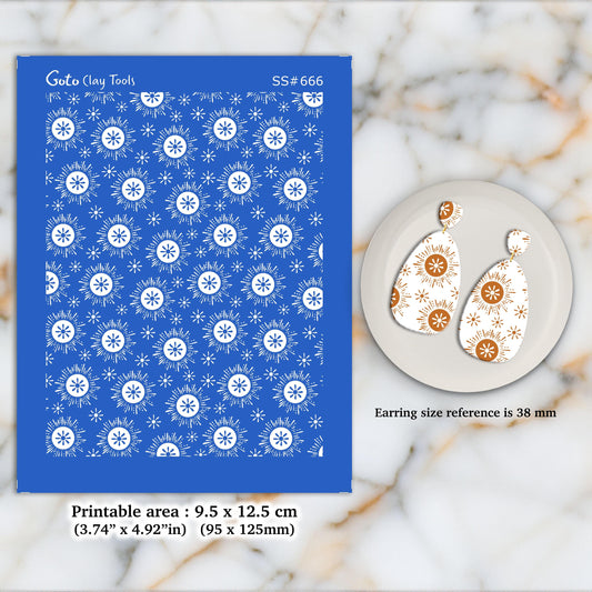 Boho Star Silkscreen for Polymer Clay Earrings: Jewelry Stencil SS#666