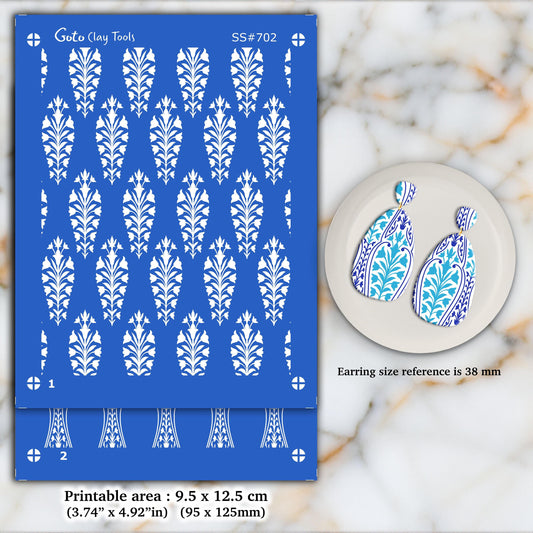 Ornamental Silkscreen for Polymer Clay Earrings: Crochet Pattern, Jewelry Making SS#702