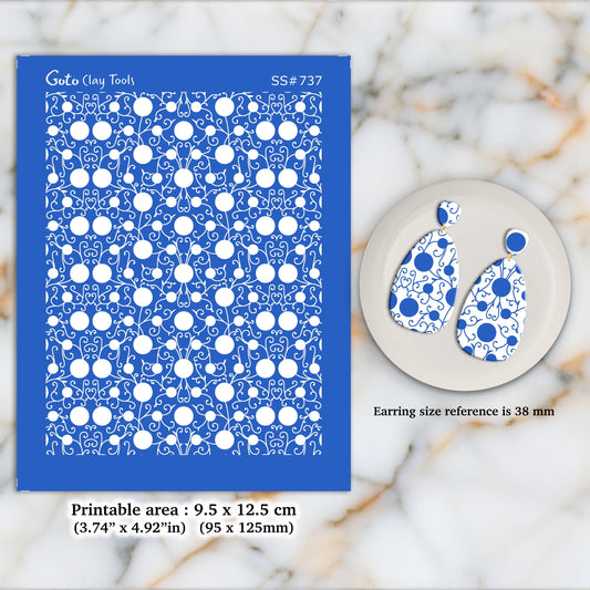 Silkscreen for Polymer Clay Earring Making: Clay Stencil (9.5x12.5cm) SS#737