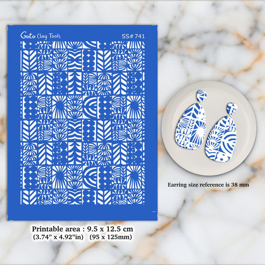 Silkscreen for Polymer Clay Earrings: Stencil for DIY Jewelry SS#741