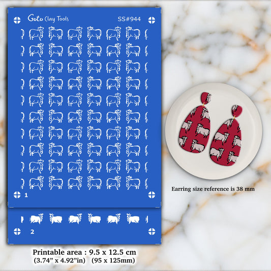 2 layers Cow Silkscreen for Polymer Clay Earring making, Clay Stencils, Clay Earring Silkscreen SS#944
