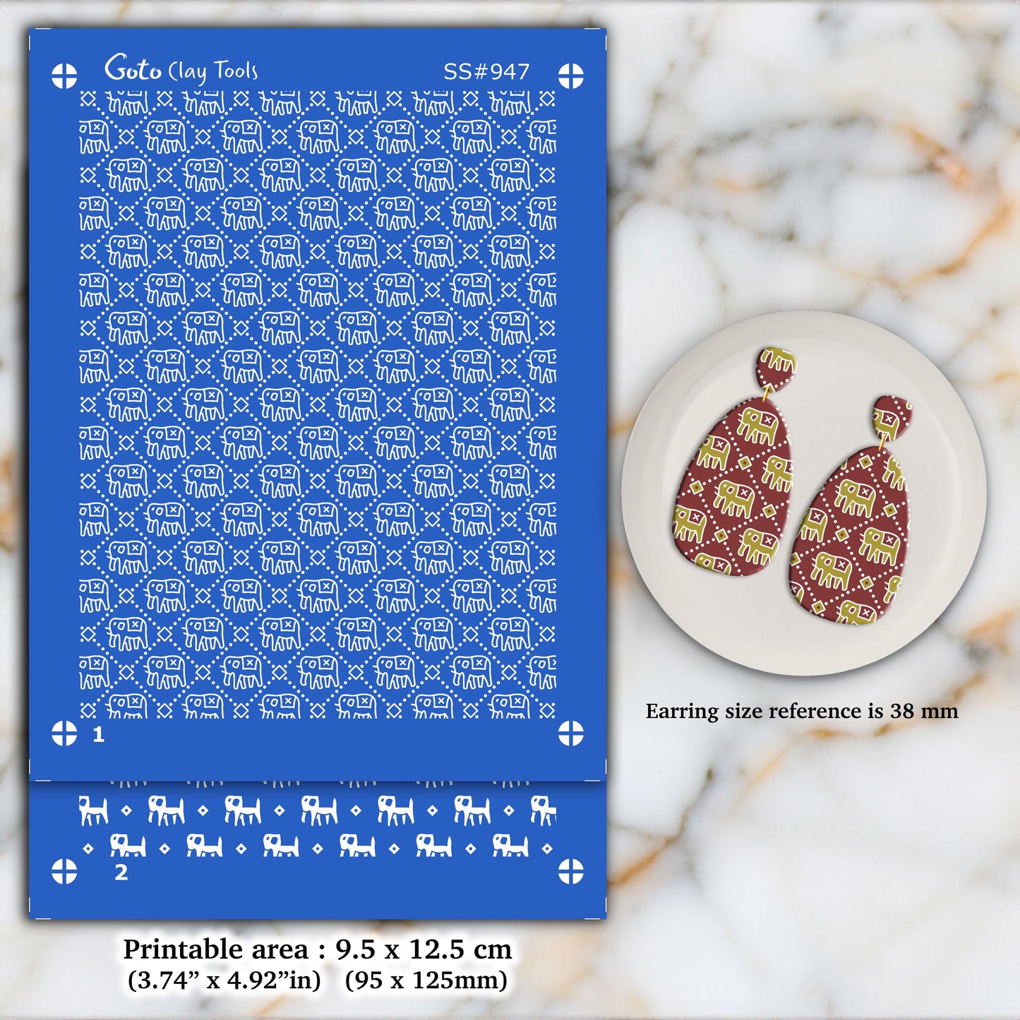 2 layers Indian style Silkscreen for Polymer Clay Earring making, Clay Stencils, Clay Earring Silkscreen, Polymer Clay Supplies SS#947