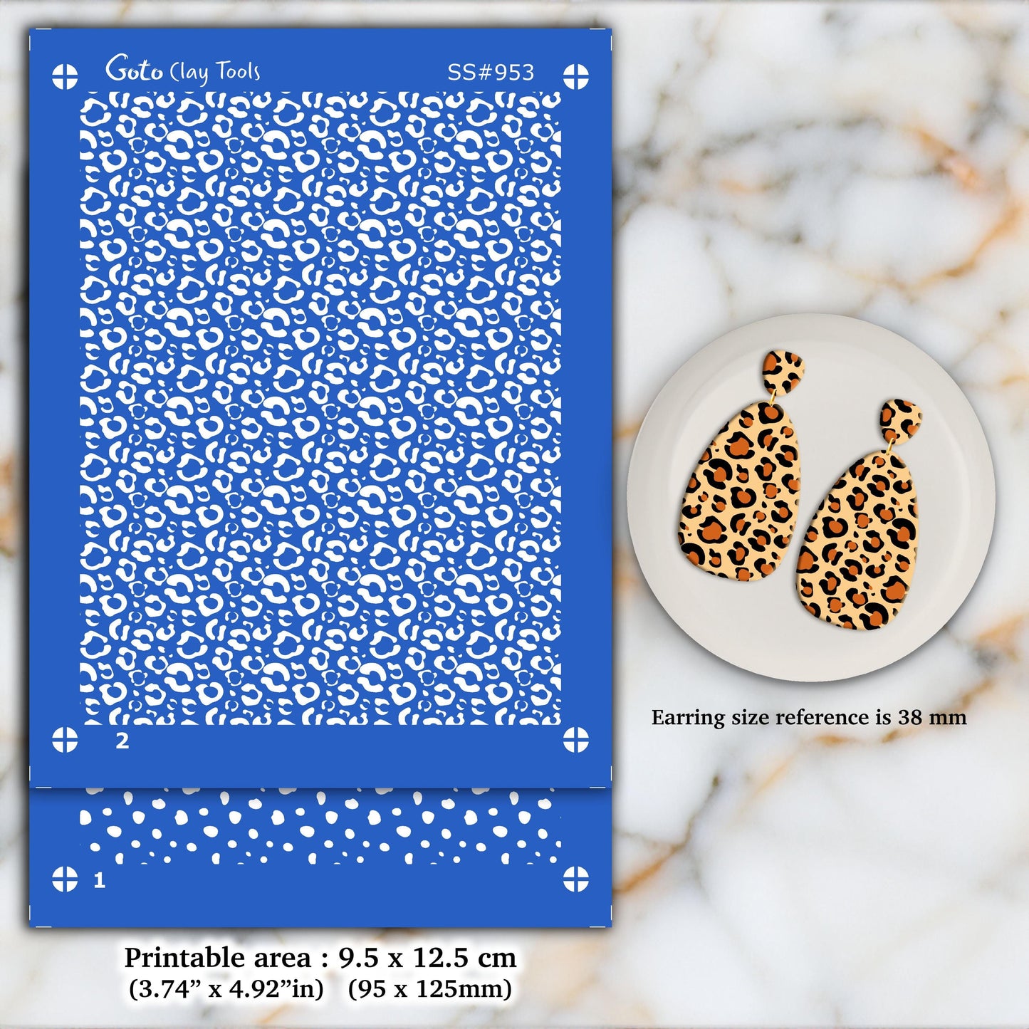 2 layers Leopard Silkscreen for Polymer Clay Earring making, Clay Stencils, Clay Earring Silkscreen SS#953