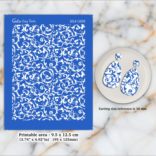 Ornamental Silkscreen for Polymer Clay Earrings: SS#1009