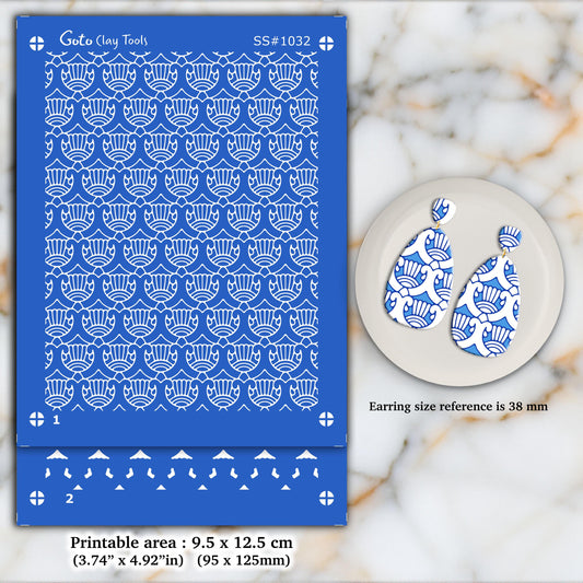 2 layers Ornamental Silkscreen for Polymer Clay Earring making, Clay Stencils, Clay Earring Silkscreen, Polymer Clay Supplies SS#1032