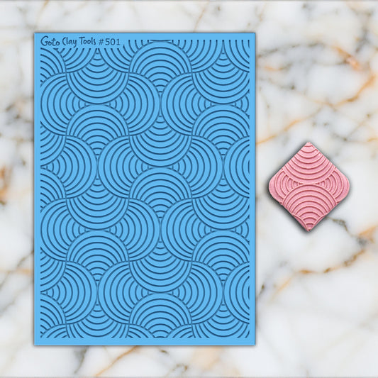 Overlapping Circles Texture mat for polymer clay, Polymer Clay Rubber Texture mat, Texture Tile mats, Rubber Texture Sheet #501