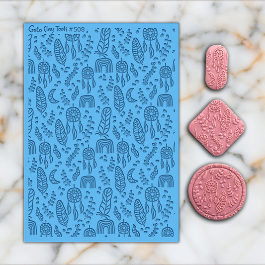 Boho Texture mat for polymer clay, Polymer Clay Rubber Texture mat, Texture Tile mats, Rubber Texture Sheet #508