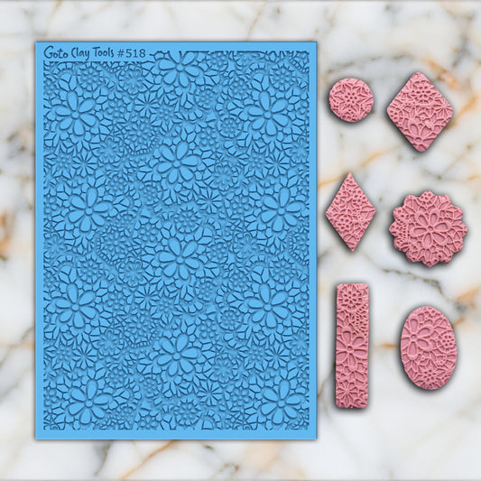 Crochet Lace texture mat for polymer clay, Polymer Clay Rubber Texture mat, Texture Tile mats, Rubber Texture Sheet #518