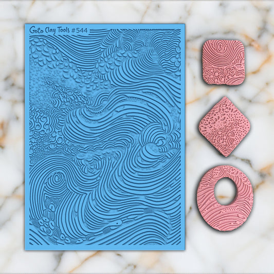 Abstract wave Texture mat for polymer clay, Polymer Clay Rubber Texture mat, Texture Tile mats, Rubber Texture Sheet #544