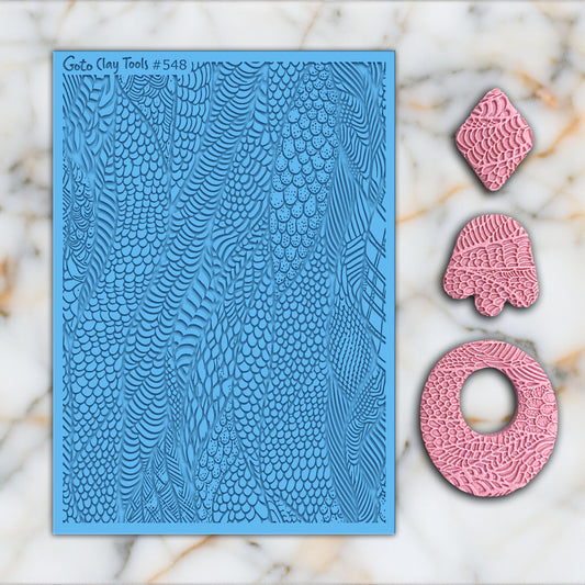 Snake Skin Doodle Texture mat for polymer clay, Polymer Clay Rubber Texture mat, Texture Tile mats, Rubber Texture Sheet #548