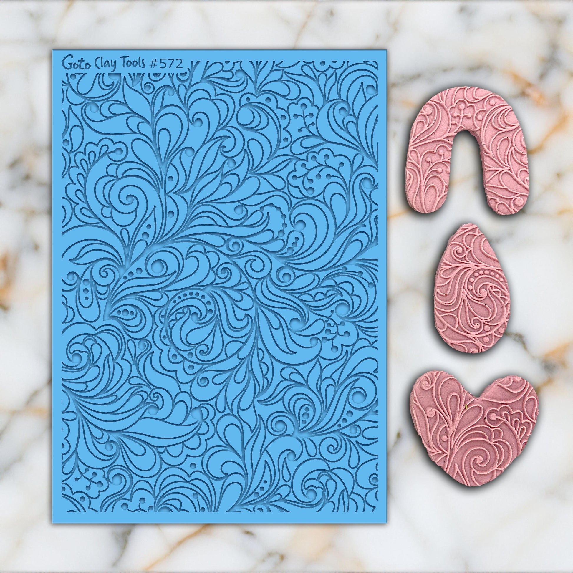 Ornamental Vine Texture mat for polymer clay, Polymer Clay Rubber Texture mat, Texture Tile mats, Fimo, Sculpey, Cernit #572