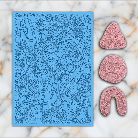 FLORAL Texture mat for polymer clay, Polymer Clay Rubber Texture mat, Texture Tile mats, Rubber Texture Sheet #576