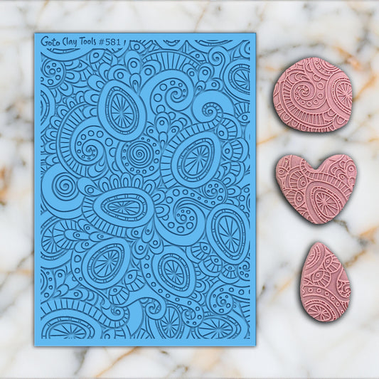 Doodle Texture mat for polymer clay, Polymer Clay Rubber Texture mat, Texture Tile mats, Rubber Texture Sheet #581