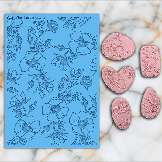 Floral Rubber Texture Mat for Polymer Clay Jewelry (74 mm X 105 mm) #594