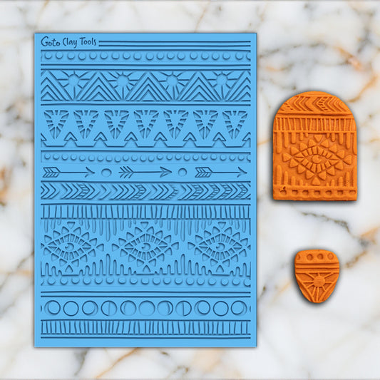 Bohemian Stripes Rubber Texture Mat for Polymer Clay