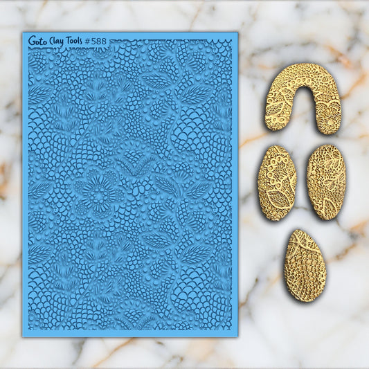 Crochet Lace texture mat for polymer clay, Polymer Clay Rubber Texture mat, Texture Tile mats, Rubber Texture Sheet #588