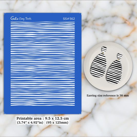 Weave Lines Silkscreen for Polymer Clay Earrings: Clay Stencil (3.74" x 4.92") SS#562