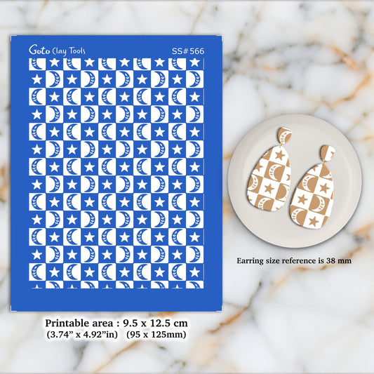 Boho Moon & Star Polymer Clay Silkscreen Stencil: Earring Making SS#566