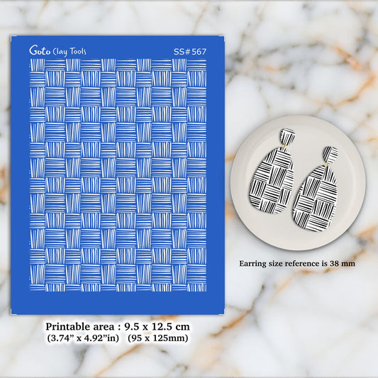 Criss Cross Silkscreen for Polymer Clay Earrings: 3.74" x 4.92" SS#567