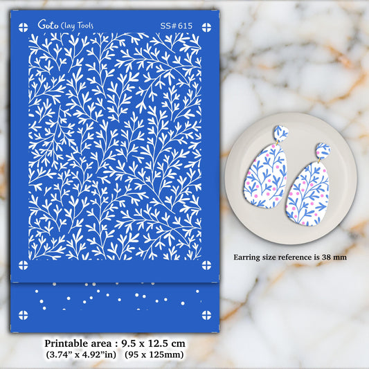 2 colors Leaves Silkscreen for Polymer Clay Earring making, Clay Stencils, Clay Earring Silkscreen, Polymer Clay Supplies SS#615