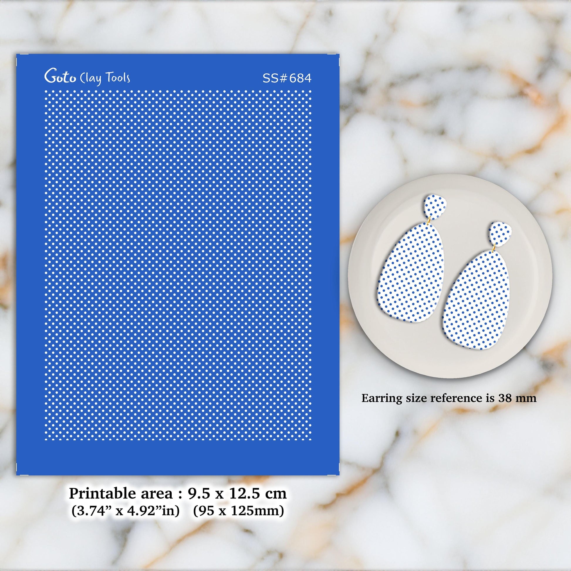 Polka Dot Silkscreen for Polymer Clay Earrings: 3.74" x 4.92"