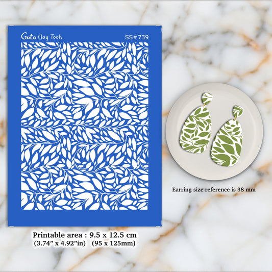 Silkscreen for Polymer Clay Earring Making: Clay Stencil (3.74x4.92" Print Area) SS#739