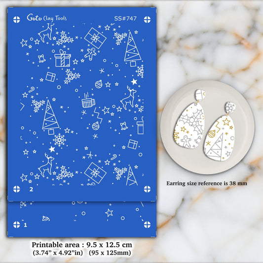 Silkscreen for Polymer Clay Earrings: Clay Stencil, Jewelry Making SS#747