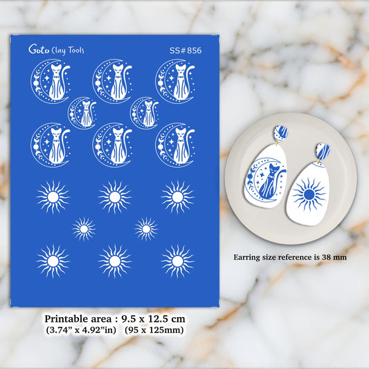 Esoteric Silkscreen for Polymer Clay Earrings: Clay Stencil SS#856