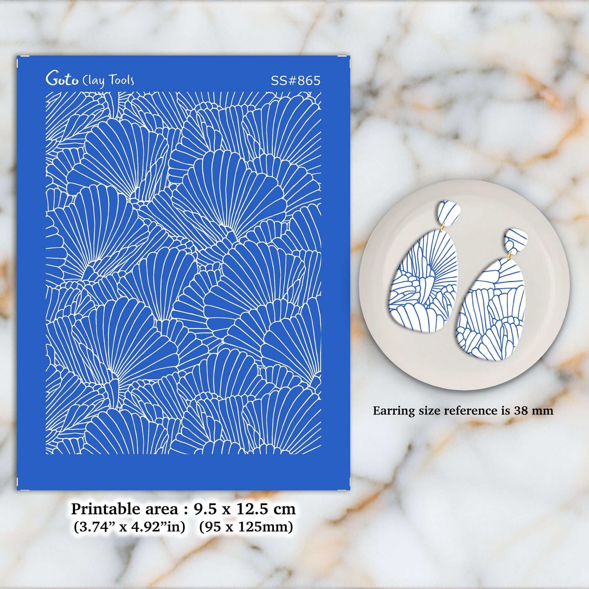Scallop Silkscreen for Polymer Clay Earrings: Clay Stencil (3.74x4.92" Printable Area) SS#865