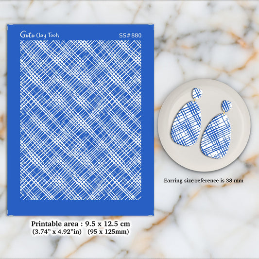 Criss Cross Silkscreen for Polymer Clay Earrings: Jewelry Making Stencil SS#880
