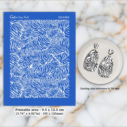 Tiger Skin Silkscreen for Polymer Clay Earrings: Jewelry Making Stencil SS#884