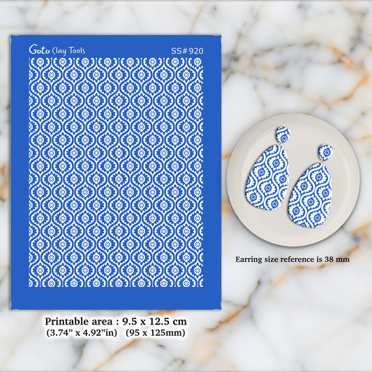 Indian Silkscreen for Polymer Clay Earrings: Printing Stencil, Jewelry Making SS#920