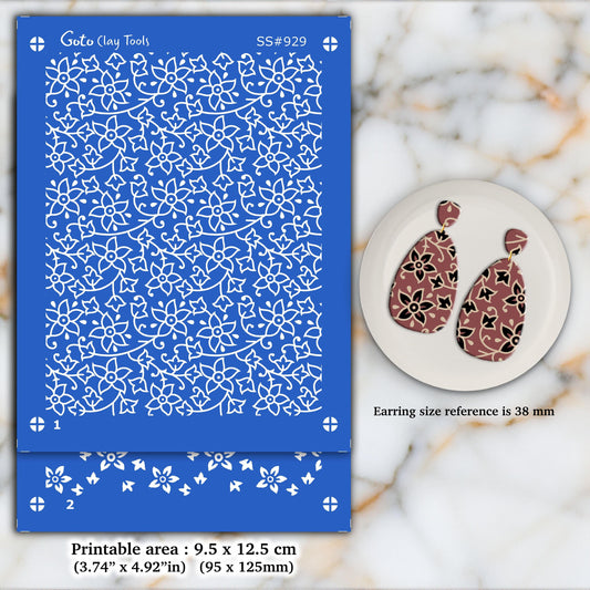 2 layers Indian style Silkscreen for Polymer Clay Earring making, Clay Stencils, Clay Earring Silkscreen, Polymer Clay Supplies SS#929