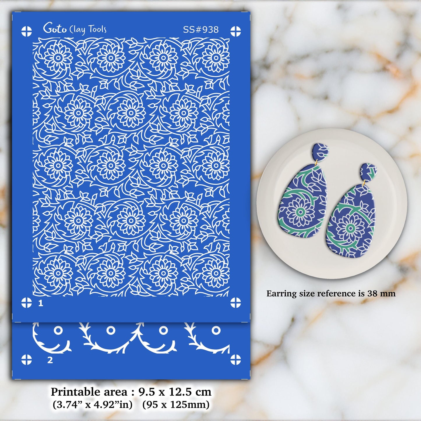 2 layers Indian style Silkscreen for Polymer Clay Earring making, Clay Stencils, Clay Earring Silkscreen, Polymer Clay Supplies SS#938