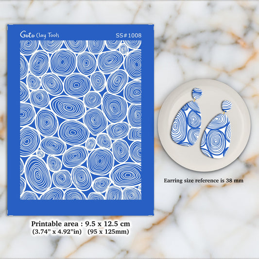 Circle Contour Silkscreen for Polymer Clay Earrings: Clay Stencil (SS#1008)