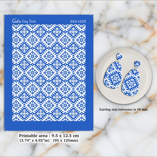 Christmas Knit Silkscreen for Polymer Clay Earrings: Stencil SS#1029