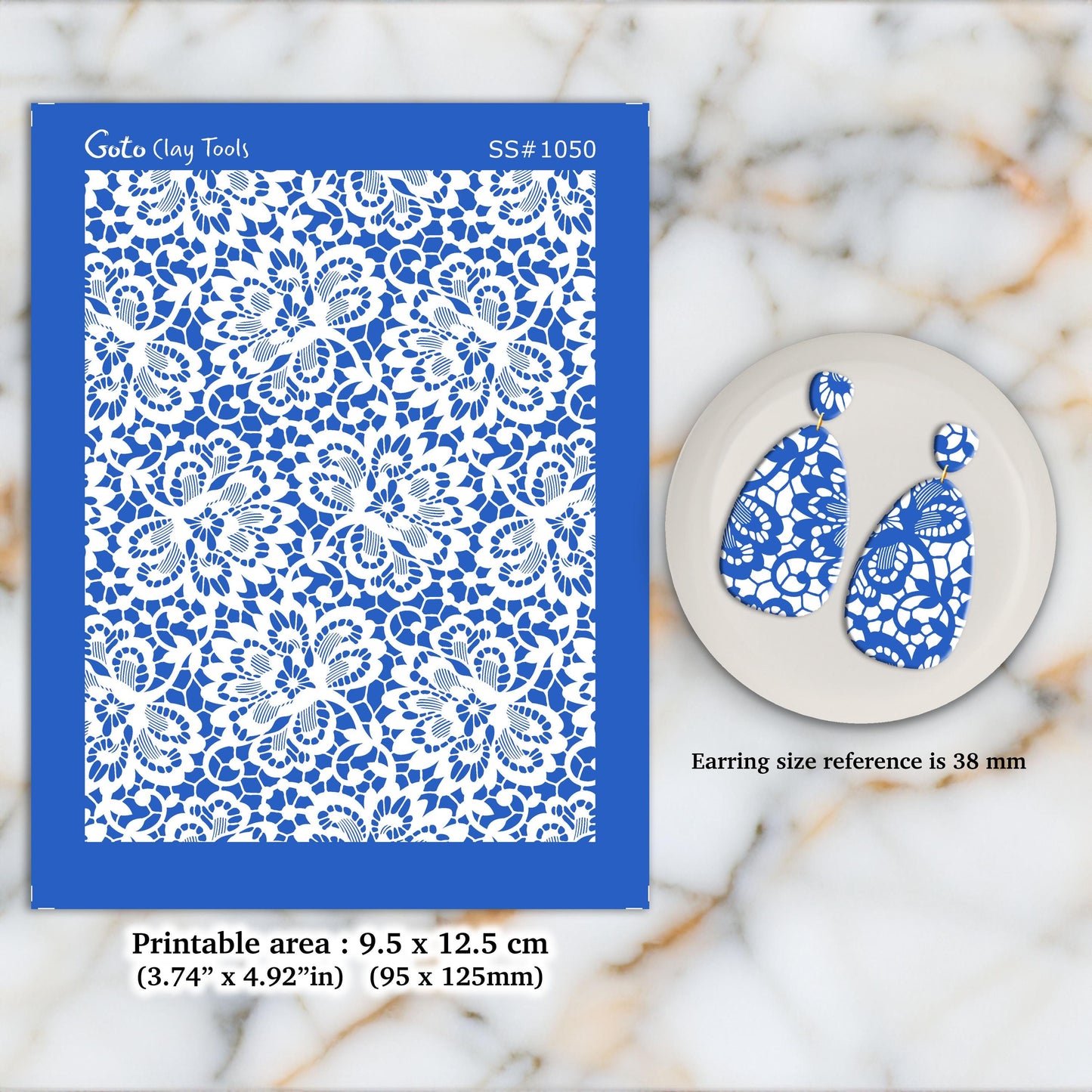 Crochet Lace Silkscreen for Polymer Clay Earrings: African Style Pattern SS#1050