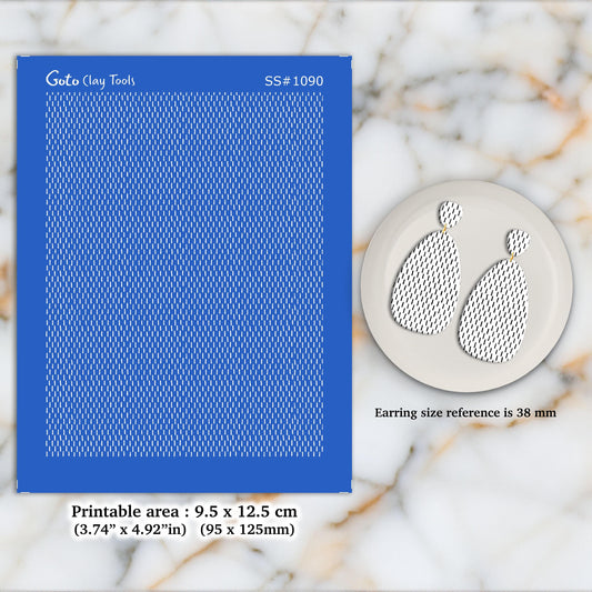 Stitching Thread Silkscreen for Polymer Clay Earrings: Clay Stencil (9.5x12.5cm) SS#1090