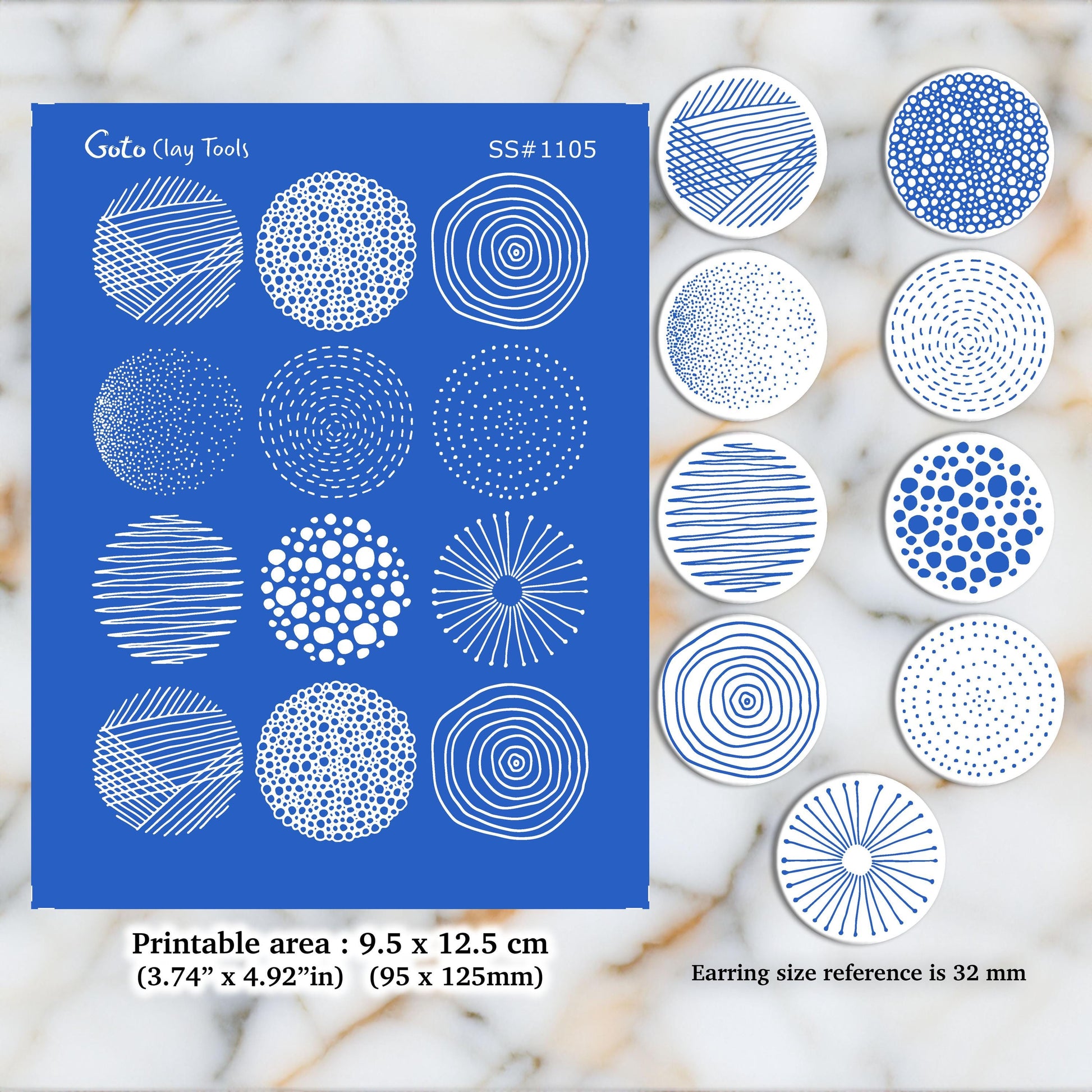 Abstract Circles Silkscreen for Polymer Clay Earrings: Clay Stencil (SS#1105)