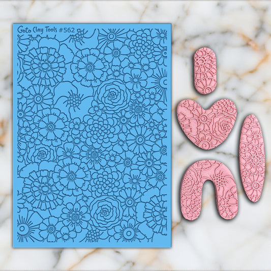 Floral Texture mat for polymer clay, Polymer Clay Rubber Texture mat, Texture Tile mats, Rubber Texture Sheet #562