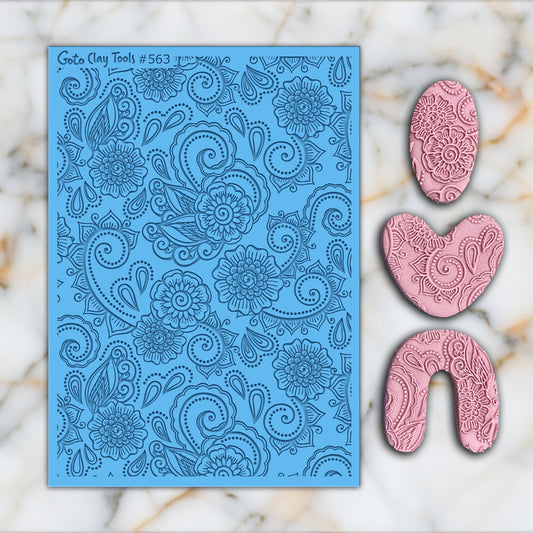 Ornamental Texture mat for polymer clay, Polymer Clay Rubber Texture mat, Texture Tile mats, Rubber Texture Sheet #563