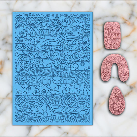 Doodle Texture mat for polymer clay, Polymer Clay Rubber Texture mat, Texture Tile mats, Rubber Texture Sheet #575