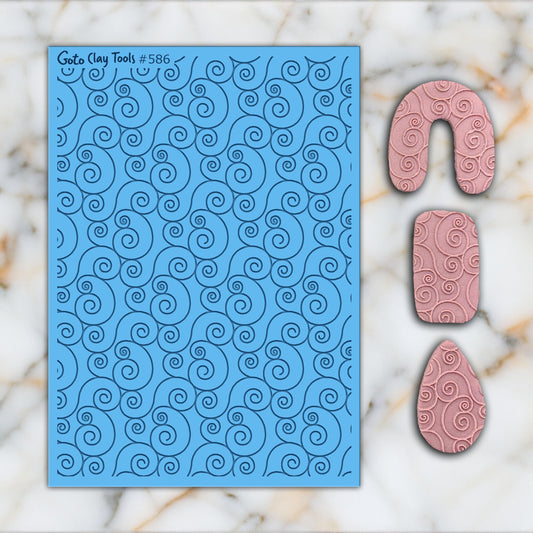 SPIRAL Texture mat for polymer clay, Polymer Clay Rubber Texture mat, Texture Tile mats, Rubber Texture Sheet #586