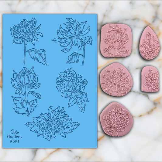 Flower Texture mat for polymer clay, Polymer Clay Rubber Texture mat, Texture Tile mats, Rubber Texture Sheet #591