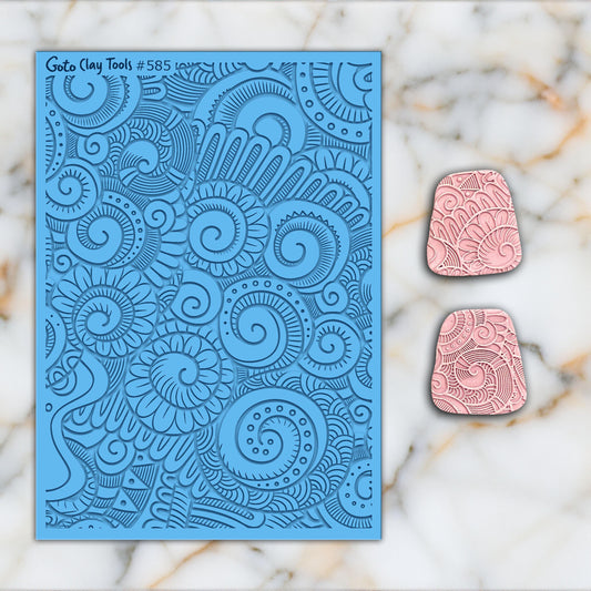 Doodle Rubber Texture Mat for Polymer Clay Jewelry (#585)