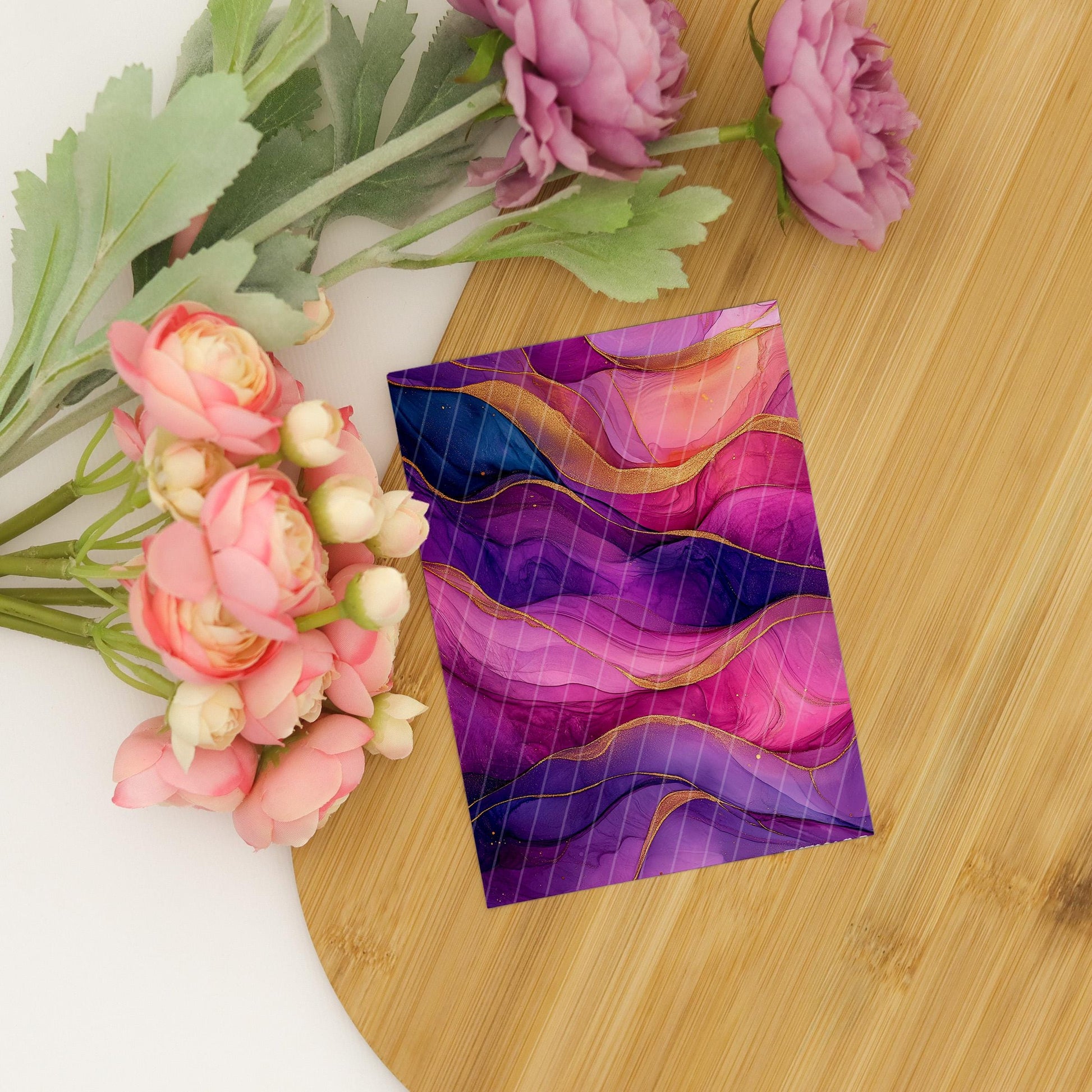 Pink & Purple Waves Transfer Paper for Polymer Clay (4x5.5 inches)