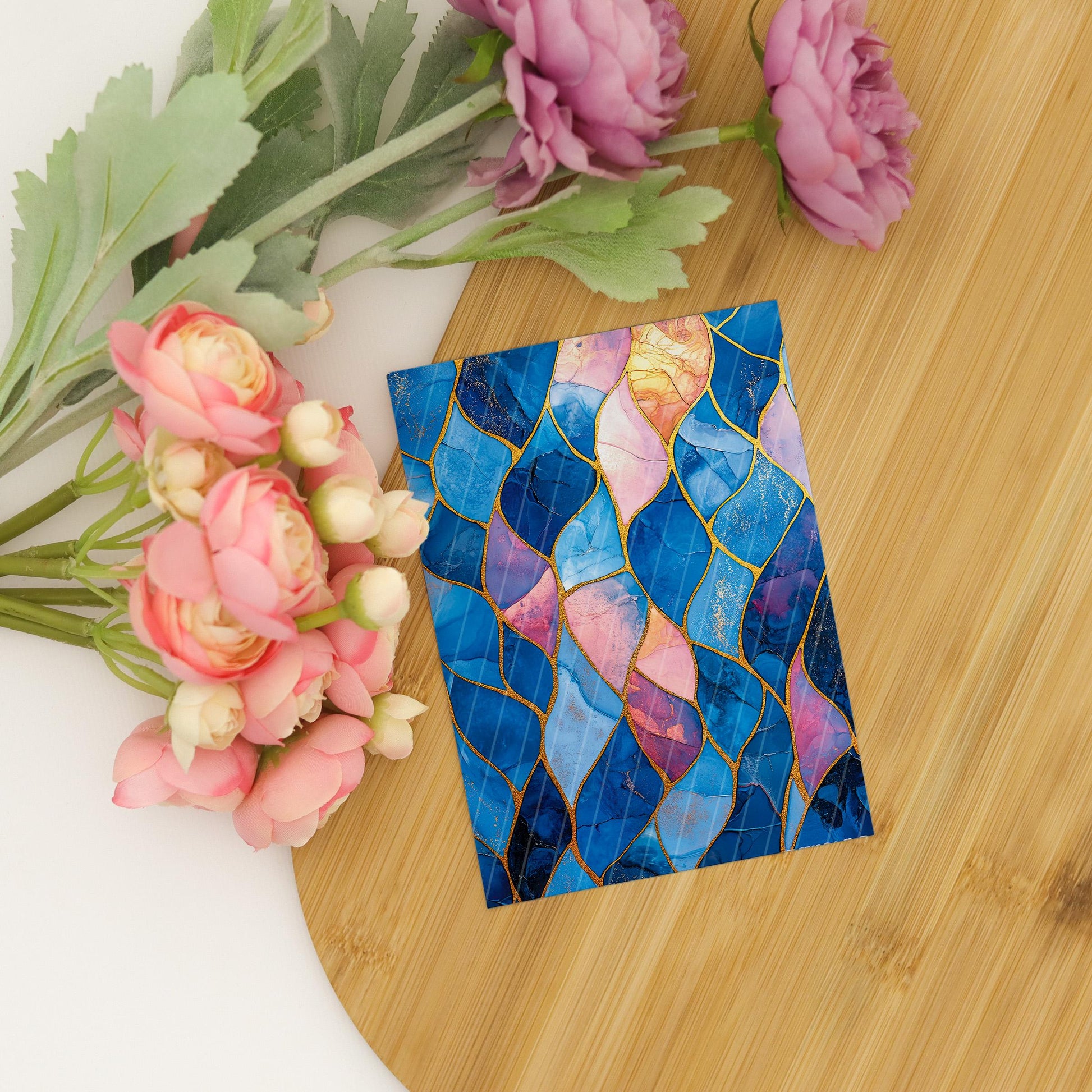 Transfer paper for polymer clay, Blue and Peach Marble, Clay water soluble transfer paper, Clay Transfers, Clay Transfer sheets