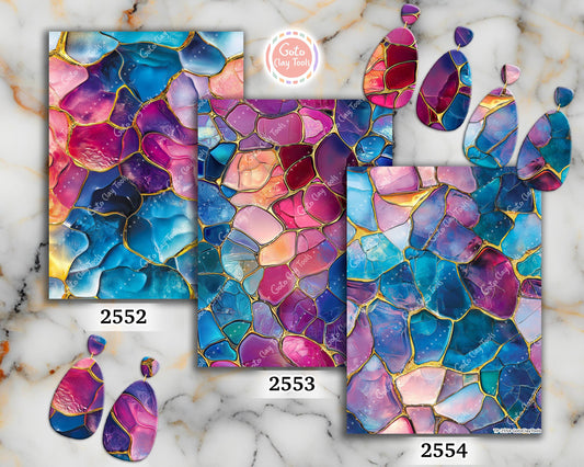 Transfer paper for polymer clay, Blue and Pink Stained Glass, Clay water soluble transfer paper, Clay Transfers, Clay Transfer sheets