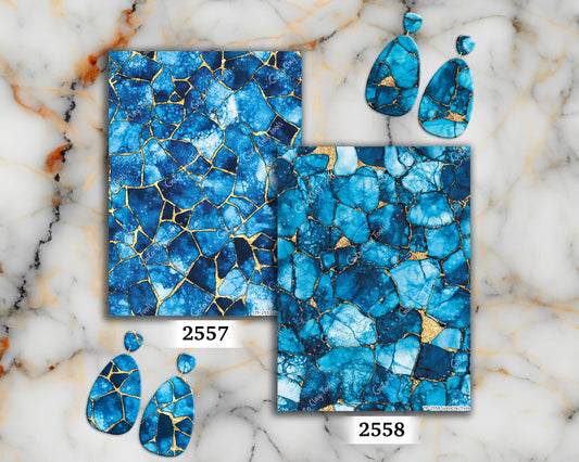 Transfer paper for polymer clay, Blue Batik Marble, Clay water soluble transfer paper, Clay Transfers, Clay Transfer sheets